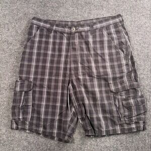 Wrangler Plaid Cargo Shorts Mens 36 Grunge Utility Y2K Skater‎ Cotton Dadcore